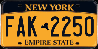 NY license plate FAK2250