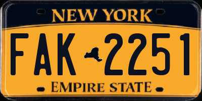 NY license plate FAK2251