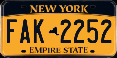 NY license plate FAK2252