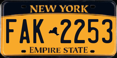 NY license plate FAK2253