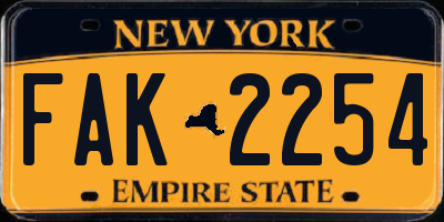 NY license plate FAK2254