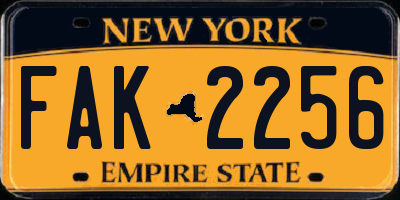 NY license plate FAK2256