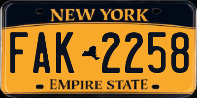 NY license plate FAK2258