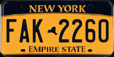 NY license plate FAK2260