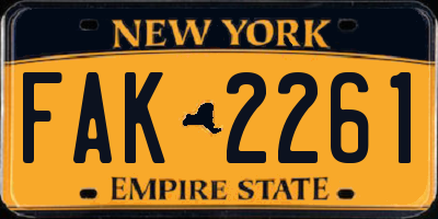 NY license plate FAK2261