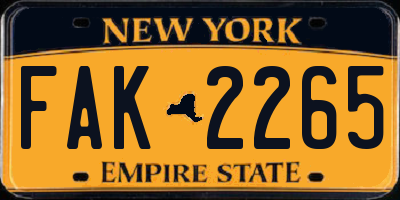 NY license plate FAK2265