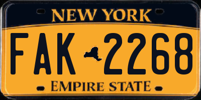 NY license plate FAK2268