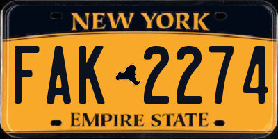 NY license plate FAK2274