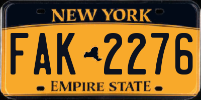 NY license plate FAK2276