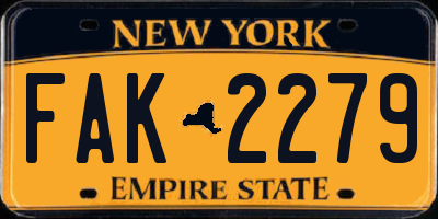 NY license plate FAK2279