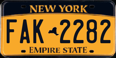 NY license plate FAK2282