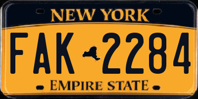 NY license plate FAK2284