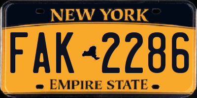 NY license plate FAK2286