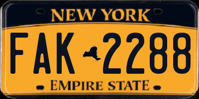 NY license plate FAK2288