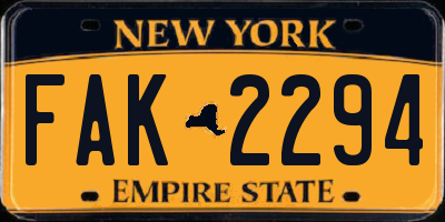 NY license plate FAK2294