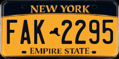 NY license plate FAK2295