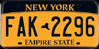 NY license plate FAK2296