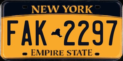 NY license plate FAK2297