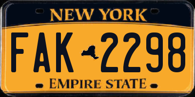 NY license plate FAK2298