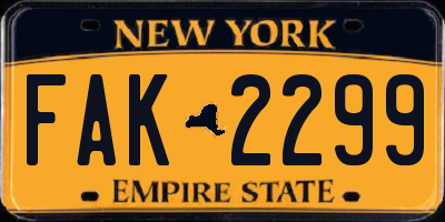 NY license plate FAK2299