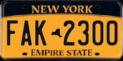 NY license plate FAK2300