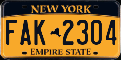 NY license plate FAK2304