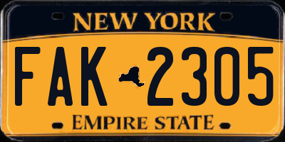 NY license plate FAK2305