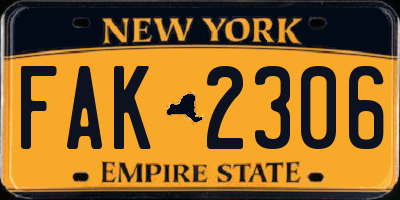 NY license plate FAK2306