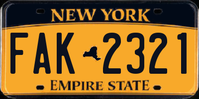 NY license plate FAK2321