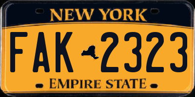 NY license plate FAK2323