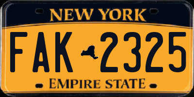 NY license plate FAK2325