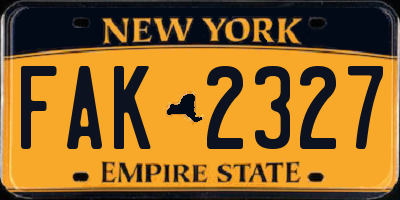 NY license plate FAK2327