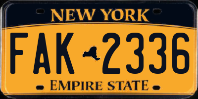 NY license plate FAK2336