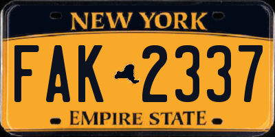 NY license plate FAK2337