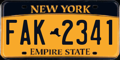 NY license plate FAK2341