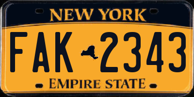 NY license plate FAK2343