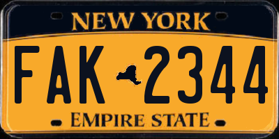 NY license plate FAK2344