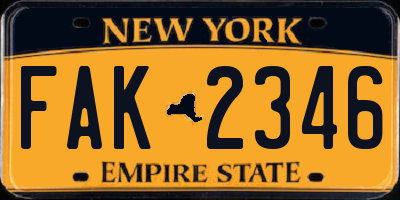 NY license plate FAK2346