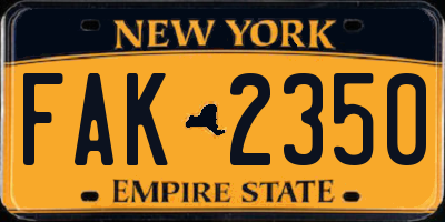 NY license plate FAK2350