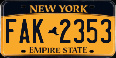 NY license plate FAK2353