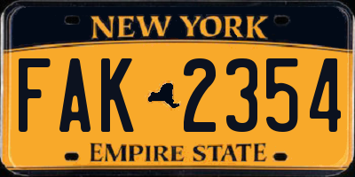 NY license plate FAK2354