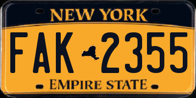 NY license plate FAK2355