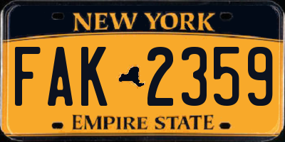 NY license plate FAK2359