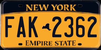 NY license plate FAK2362