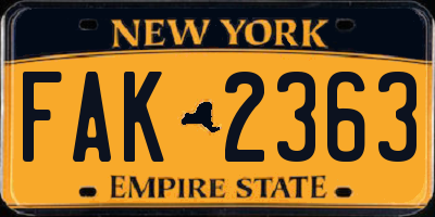 NY license plate FAK2363