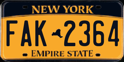 NY license plate FAK2364