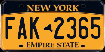 NY license plate FAK2365