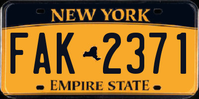 NY license plate FAK2371