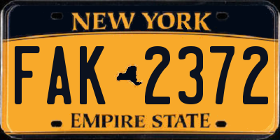 NY license plate FAK2372