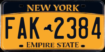 NY license plate FAK2384